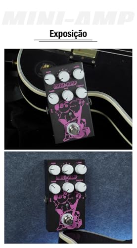 VEDO M-VAVE Pedal de efeitos MINI-AMP com simulação de pré-amplificador, 9 efeitos de amplificadores clássicos, equalizador de 3 bandas e true bypass.