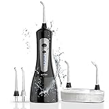 Ailifefort Water Flosser Cordless Rechargeable Portable Dental Oral Irrigator for Home, Travel, Braces and Bridges Care - IPX7 Waterproof 3 Modes, Cleanable and High Capacity Water Tank (4Tips)