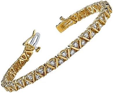 Araska Diamond 14k yellow Gold Fn ZigZag Braclet With Sim Diamond For Women's Valentine Special  (8)