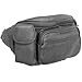 Genuine Leather Fanny Pack Waist Bag Body Pouch Pockets Organizer Phone Holder (Black)