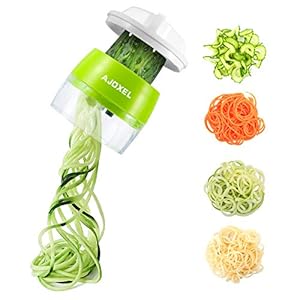 AJOXEL Vegetable Spiralizer Handheld, 4 In 1 Vegetable Slicer Vegetable Chopper Courgette Spiralizer Kitchen Gadgets for…