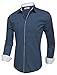 TAM WARE Mens Casual Hidden Buttons Long Sleeve Dress Shirts TWCMS08-12-NAVY-US M