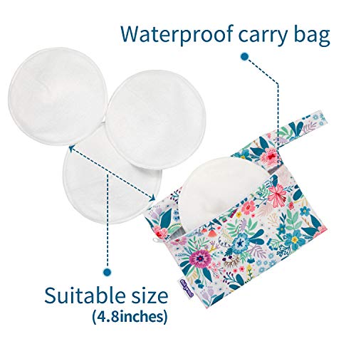 SoarwgKids Organic Cotton Nursing Pads for Mom, Super Absorbent Nursing Pad Washable Reusable Breast Pads for Breastfeeding, 8 Pack with Waterproof Carry Bag & Laundry Bag