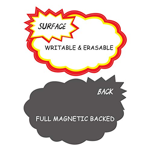5-Pcs Magnetic Star Burst Signs, Writable & Erasable Display Price Tags/Dry Erase Magnets for Store/Market Retail, 4 x 5.8 Inches, Red