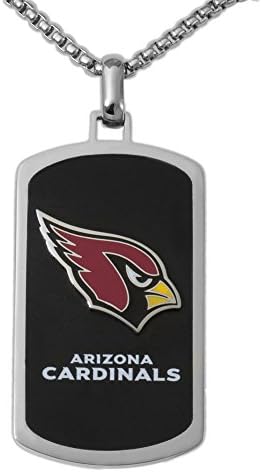 NFL Arizona Cardinals Men's Stainless Steel Dog Tag Logo Pendant, 22", Black