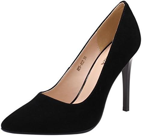 Jaro Vega Women's Suede Pumps Pointed Toe Stiletto High Heels Dress Shoes Office Party Black Size 9