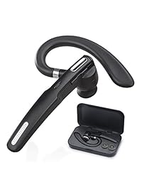 Auriculares Bluetooth inalámbrico Bluetooth V4.1 con 10 horas de tiempo de conversación y micrófono estéreo de cancelación de ruido, compatible con iPhone y teléfonos móviles Android para conducir negocio oficina (negro)
