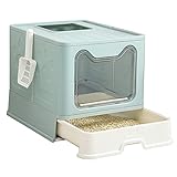 Large Cat Litter Box, Foldable，Top and Front Door