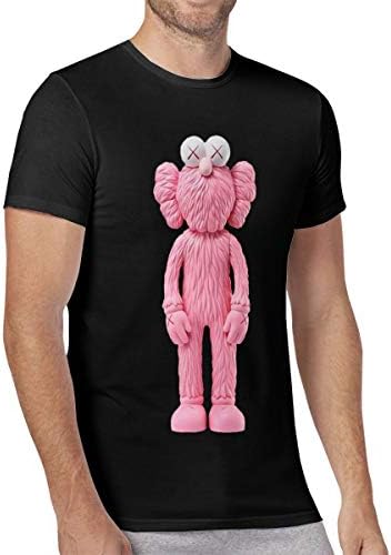 Kunisom Pink KAWS T Shirt Short Sleeve Sports Shirt Gym Tees for Men