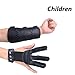 XTACER (Leather Finger Protector & Leather Arm Guard) 3-Strap Ventilated Finish Arm Guard with Three Fingers Design Archery Finger Protector Black - Leather (for Children)