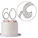 60 Cake Topper - Premium Silver Metal - 60th Birthday or Anniversary Party Sparkly Rhinestone Decoration Makes a Great Centerpiece - Now Protected in a Box