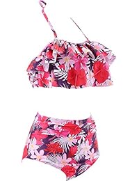 Bikini de cintura alta para dama con cuello halter, traje de baño de dos piezas, traje de baño de playa para dama