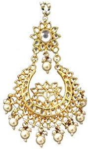 Meena Kundan Bollywood Wedding Designer Maang -Tikka Jewelry Set for Women