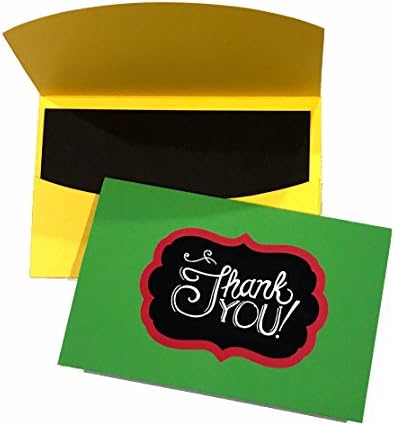 Gift Card Holder with Chalkboard Vinyl Stickers/Label and Notecards - Personalize Card Craft Kit (10 Set) 2 3/4" X 4 1/4" - Simple Asst Colors