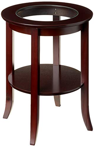 Frenchi Home Furnishing Runder Beistelltisch – Espresso-Optik Mit Geriffelten Akzenten