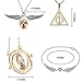 Cerekony Necklace Merchandise for HP Fans, Time-Turner Death-Hallows Golden-Snitch Necklace Bracelet Jewelry Set Best Gift for Boys, Daughter, Girls, Women 4 Pcs