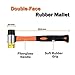 ZEXETT Rubber Mallet, 35mm Double-Faced Soft Hammer with Fiberglass Handle, Perfect for Leather Crafts, Jewelry and Flooring Installation (35 diameter)