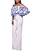 Halfword Womens Sexy Off Shoulder Embroidery Long Wide Leg Jumpsuits Rompers S Blue