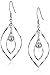 Amazon Collection Sterling Silver Double Open Leaves with Silver Beads Drop Earrings
