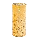 Luminara Flameless Candle Gold Mercury Glass Pillar Cylinder 8 inch 10006350
