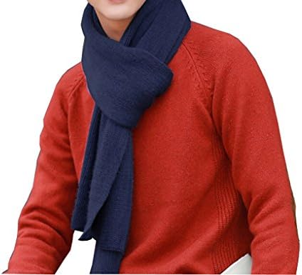 Yw Chan Can Men's Winter Stripe Scarf Soft Warm Tassel Shawl Pashminas Navy
