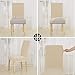 Deconovo Luxury Soft Stretchy Chair Protectors Wrinkle Resistant Short Dining Chair Covers for Kitchen Set of 4 Beige