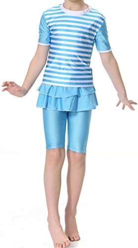 Kid's Short Sleeve Swimsuit Muslim Islamic Two Piece Modest Swimwear