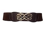 eVogues Plus size Antique Brass Look Elastic Cinch Belt Brown - One Size Plus