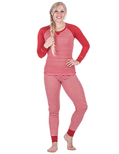 Noble Mount Women's Knit Sleep/Lounge Set (Juniors) - Stripes Red - Medium