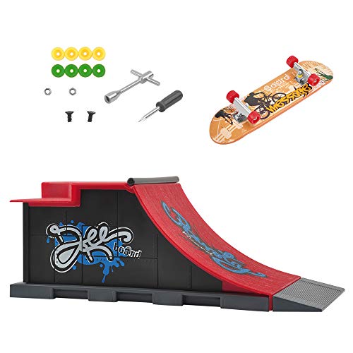 MOMSIV Mini Finger Toy Skateboard Skate Park Ramp Kit, Half Pipe Ultimate Parks Training Props (C) - Thumbnail 6