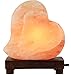Greenco Heart Shaped Hand Carved Natural Himalayan Salt Lamp On A Wooden Base with Electric Wire, Dimmer Control & Bulb.