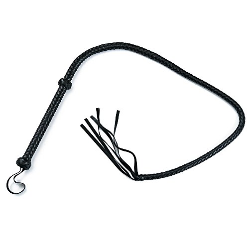 HAPPYTIMEBELT PU Leather Bullwhip Whip Floggers 5 FT Length Tassel(Black)