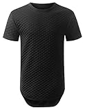 URBANCREWS Mens Hipster Hip Hop Graphic Print Quilted Longline T-shirt