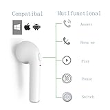 Bluetooth Earbuds White Wireless Headset by Hi Power Tech Earpiece Earphone with Noise Canceling for iPhone 6/6s/6s Plus/7/7 Plus/X, Android, Samsung, Galaxy (Single Right Ear)