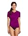 Kanu Surf Women's UPF 50+ Short Sleeved Active Swim Shirt Rash Guard & Workout Top, Solid Purple, Small