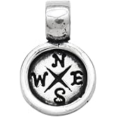 925 Sterling Silver Tiny Compass Charm Pendant | Charm Only