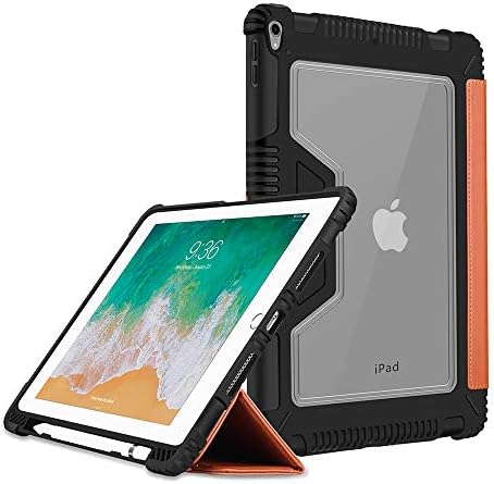 BIGPHILO [SPA Series Clear Case for iPad Air 3 (2019), Vegan Leather iPad Air Case with Built-in Pencil Holder, Heavy Duty Protective Cover for 10.5 inch iPad Air 3rd Gen, NOT for iPad Air 1/2, Brown