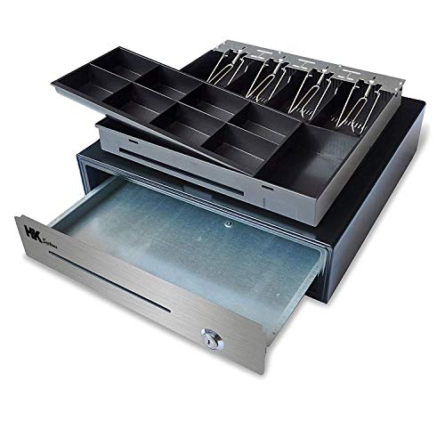 HK SYSTEMS 16" "Stainless Steel" Front Heavy Duty Black POS Cash Drawer