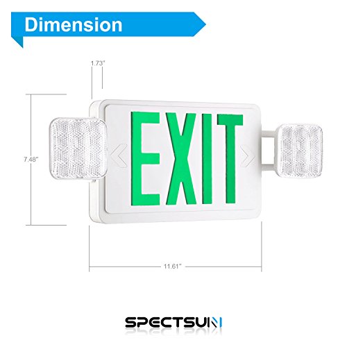 SPECTSUN Exit Sign with Emergency Light, Green Emergency Exit Lights