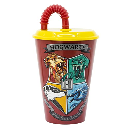 Gold1 Kids Character Sports Tumbler 430ML Drinking Re-usable Plastic Cup with Straw (Harry Potter)