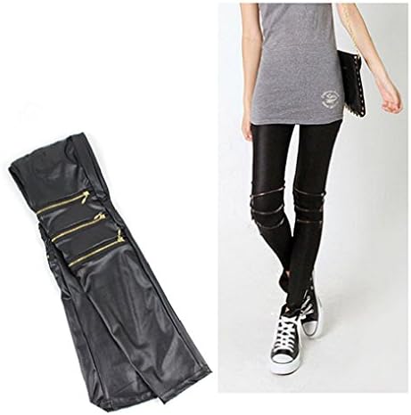Eggings Three Knee Zips Stretchy Slim Elastic Pants Trousers Leggins