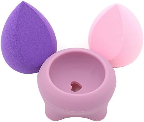 Fatetec Makeup Sponges Silicone Stand and Puff(2pcs Puff+Stand),Makeup Beauty Stencil Egg Powder Puff Sponge Display Stand Drying Holder Rack + Puff (3pcs set2)