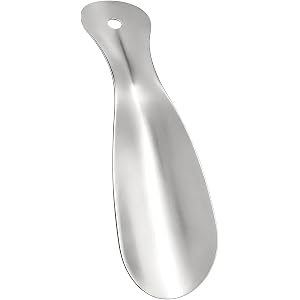 YOLCAR 7.28 Inch Metal Shoe Horn – Stainless Steel Shoehorn with Hanging Hole, Silver
