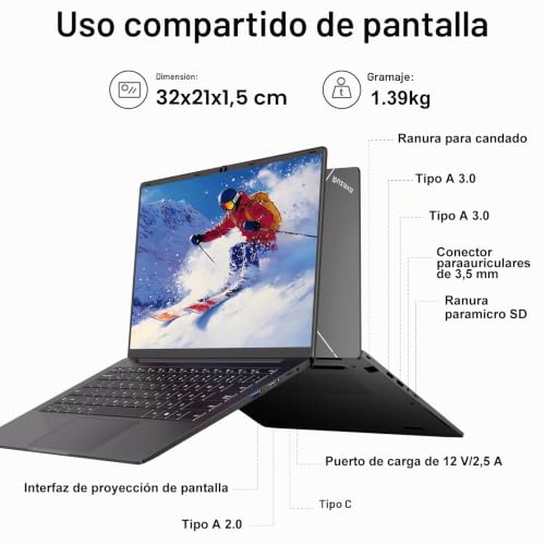 Laptop 14 Inch Celeron N5095 Upto 2.9 GHz Laptops 8GB RAM 256GB SSD TF 1TB LPDDR4 Win11 5G WiFi 1920*1080 FHD Mini HDMl Laptop Protective Film Spanish – Gold Metallic Body-69