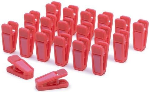 Bluewo Plastic Slim-Line Finger Clips, Hanger Clips Pack of 20 (Red)