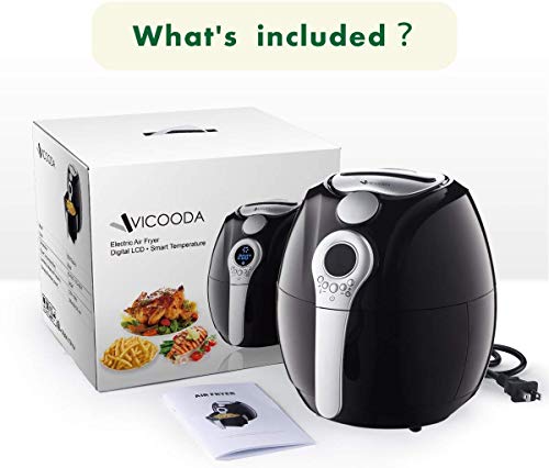 Air Fryer, VICOODA Electric Air Fryer 3.7Qt/3.5L 1400W, LED Display, Hot Air Fryer Oil-less Fryer for Home, Healthy Foods, 8-in-1 Cook Presets, Non Stick Fry Basket, Auto-timer & Temperature Controls