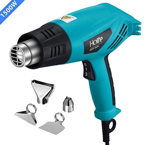 Heat Gun, HoLife 1500W Dual Temperature Hot Air Gun with Four Nozzle, Over-load Protection for Crafts, Shrink Wrapping, Removing Paint