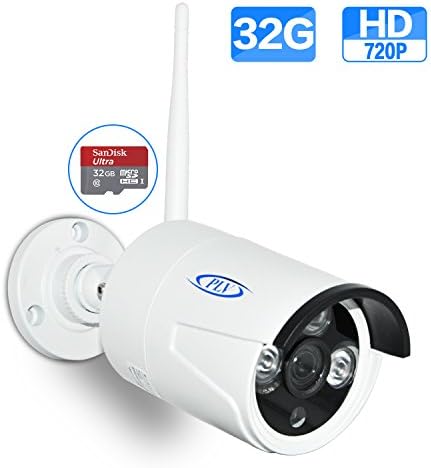 Security Camera, Waterproof Wireless IP Camera, IR Night Vision 30m, Motion Detection, Video Monitor, Built-in 32G Micro SD Card, P2P Home Surveillance System Network WiFi Outdoor Bullet Camera