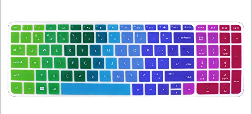 Silicone Keyboard Cover Skin for 15.6 inch HP Pavilion 15-ab 15-ac 15-ae 15-af 15-an 15-ak 15-ay 15-ax 15-as 15-ba 15-bc 15-bk Series, HP OMEN 15-ax, HP Envy x360 m6-ae151dx m6-p113dx m6-w (Rainbow)