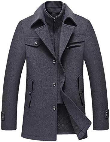 AnnaApparel Mens Solid Color Casual Business Wool Blend Thicken Fall Winter Single Breasted Dress Blazer Jacket Suit Coat